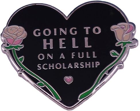 أنا ذاهب إلى الجحيم على منحة دراسية كاملة بروش الهالوين الظلام الفن شارة هدية للبنين الطلاب الرجال النساء المينا دبوس للملابس زي قبعة المدرسية DIY الديكور in Kuwait