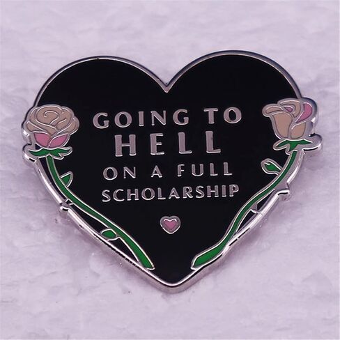 أنا ذاهب إلى الجحيم على منحة دراسية كاملة بروش الهالوين الظلام الفن شارة هدية للبنين الطلاب الرجال النساء المينا دبوس للملابس زي قبعة المدرسية DIY الديكور in Kuwait
