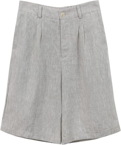 Amazhiyu Womens Pure Linen Summer Casual High Waisted Bermuda Shorts for Lounge Beach Flax, Small in Saudi Arabia