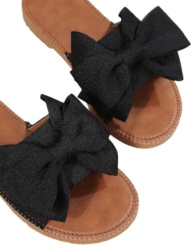 GORGLITTER Women's Bow Knot Flat Sandals Open Toe Slip On Slide Slipper Single Band Flats in Saudi Arabia