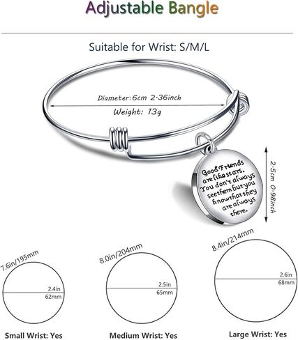 سوار قابل للتوسيع من لاونمين - مكتوب عليه Good Friends are Like Stars Don't See Them but They are Always There (أساسي) in Kuwait