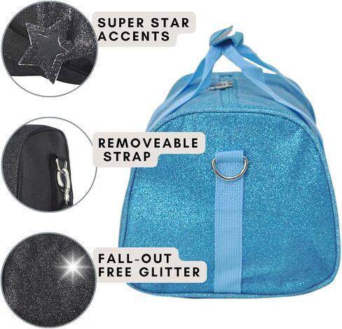 NGIL Super Star Duffle Bag, Dance Bag & Travel Bag for Sports, Gymnastics and Ballet with Adjustable Strap, Zippers, Pockets, Dance Bag (Glitter-Black) in Kuwait