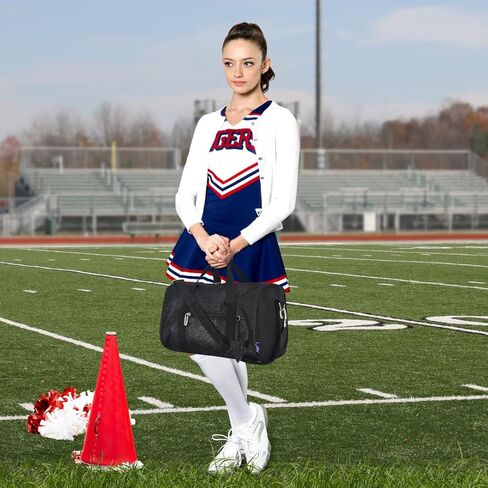 NGIL Super Star Duffle Bag, Dance Bag & Travel Bag for Sports, Gymnastics and Ballet with Adjustable Strap, Zippers, Pockets, Dance Bag (Glitter-Black) in Kuwait
