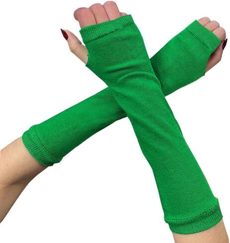 CASDRE قفازات طويلة بدون أصابع طول الكوع عيد القديس باتريك الأخضر شامروك شريط المرأة قفاز تأثيري الهذيان الفتيات أكمام أذرع تبريد in Kuwait