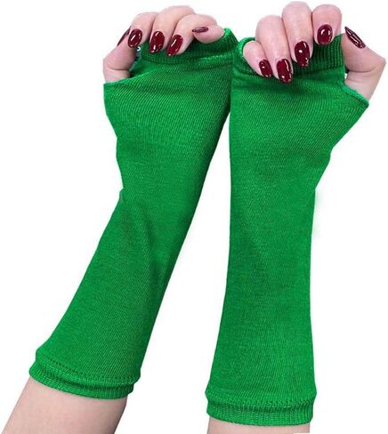 CASDRE قفازات طويلة بدون أصابع طول الكوع عيد القديس باتريك الأخضر شامروك شريط المرأة قفاز تأثيري الهذيان الفتيات أكمام أذرع تبريد in Kuwait