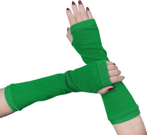 CASDRE قفازات طويلة بدون أصابع طول الكوع عيد القديس باتريك الأخضر شامروك شريط المرأة قفاز تأثيري الهذيان الفتيات أكمام أذرع تبريد in Kuwait