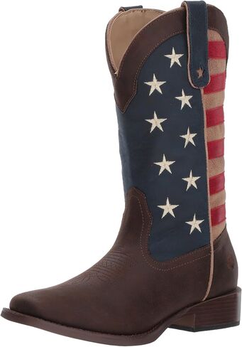 ROPER Womens American Patriotic Square Toe Casual Boots Mid Calf Low Heel 1-2" - Beige, Blue, Brown, Red in Saudi Arabia