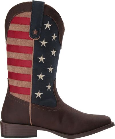 ROPER Womens American Patriotic Square Toe Casual Boots Mid Calf Low Heel 1-2" - Beige, Blue, Brown, Red in Saudi Arabia