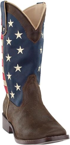 ROPER Womens American Patriotic Square Toe Casual Boots Mid Calf Low Heel 1-2" - Beige, Blue, Brown, Red in Saudi Arabia