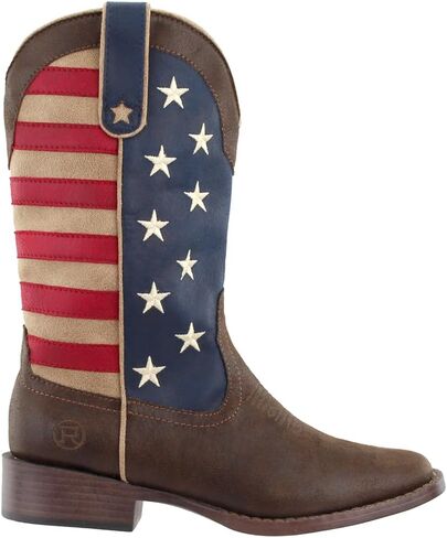 ROPER Womens American Patriotic Square Toe Casual Boots Mid Calf Low Heel 1-2" - Beige, Blue, Brown, Red in Saudi Arabia