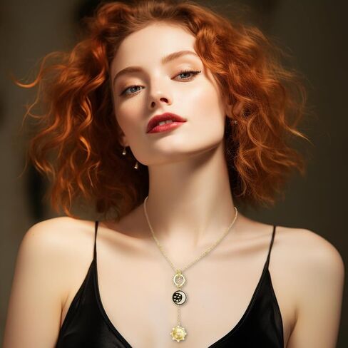 ANIZOXY الدفة الشمس القمر ستار المشتركة الفاخرة سترة سلسلة المختنق سلسلة 18 K مطلية بالذهب النحاس عقد من حجر الزركون Y على شكل سلسلة in Kuwait