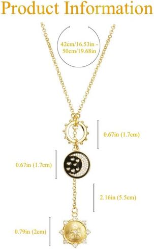 ANIZOXY الدفة الشمس القمر ستار المشتركة الفاخرة سترة سلسلة المختنق سلسلة 18 K مطلية بالذهب النحاس عقد من حجر الزركون Y على شكل سلسلة in Kuwait