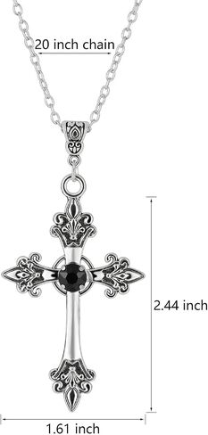 HEXALOVA Gothic Cross Necklace for Women, Silver Cross Pendant, Y2k Goth Cross Necklace, Grunge Cross Necklace for Girls, Gothic Jewelry (7) in Saudi Arabia