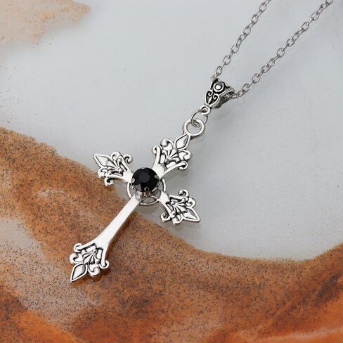 HEXALOVA Gothic Cross Necklace for Women, Silver Cross Pendant, Y2k Goth Cross Necklace, Grunge Cross Necklace for Girls, Gothic Jewelry (7) in Saudi Arabia