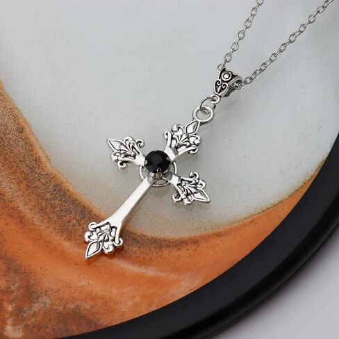 HEXALOVA Gothic Cross Necklace for Women, Silver Cross Pendant, Y2k Goth Cross Necklace, Grunge Cross Necklace for Girls, Gothic Jewelry (7) in Saudi Arabia