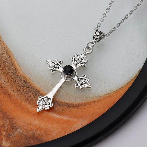 HEXALOVA Gothic Cross Necklace for Women, Silver Cross Pendant, Y2k Goth Cross Necklace, Grunge Cross Necklace for Girls, Gothic Jewelry (7) in Saudi Arabia