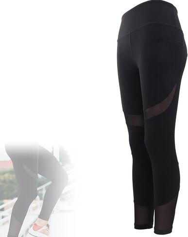 Women High-Waisted Yoga Pants Gym Sports Fitness Running Tummy Control Workout High Waist Yoga Leggings Pants with Pockets for Women's Black L in Kuwait