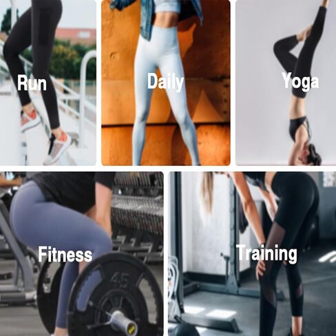 Women High-Waisted Yoga Pants Gym Sports Fitness Running Tummy Control Workout High Waist Yoga Leggings Pants with Pockets for Women's Black L in Kuwait