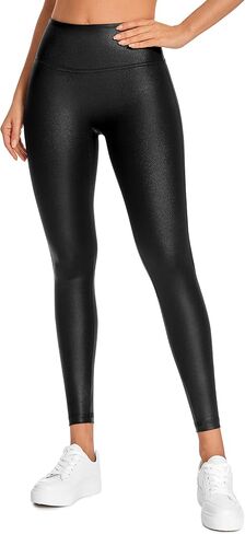 CRZ YOGA Women Matte Faux Leather Leggings 26.5 Inches - No Front Seam High Waisted Stretch Workout Pleather Tights Pants in Saudi Arabia