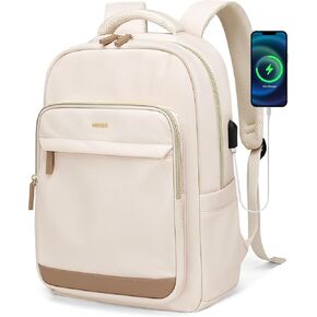 Laptop Backpack for Women,Travel Backpack with Laptop Compartment,Casual Daypack College Bookbag Computer Work Backpack, Beige