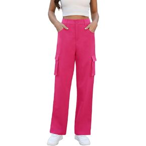 2024 Cargo Pants Women High Waisted Wide Leg Pants Y2k Straight Streetwear Fashion Baggy Trousers with 4 Pockets