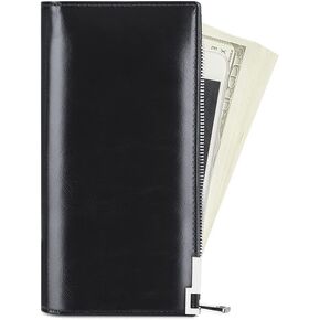 VANNANBA Long Wallets for Men Large Capacity Leather Wallet,RFID Blocking Zipper Organizer Wallet with Wrist Strap,Gift for Men(Black)