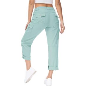 Womens Cargo Hiking Pants with 6 Pockets Lightweight Stretch Quick Dry Camping Travel Pants Roll Up