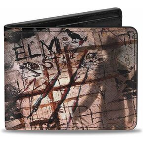 Buckle-Down Men's Pu Bifold Wallet-Elm St/Scratch & Scribbles/Freddy Shadow