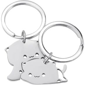 PLwelth Cat Keychain for Couples Cute Cat Matching for Her Him Boyfriend Girlfriend Valentine’s Day Birthday Christmas Gifts
