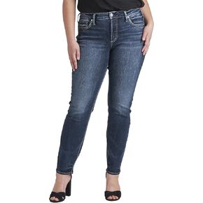 Silver Jeans Co. Women's Plus Size Suki Mid Rise Curvy Fit Straight Leg Jeans