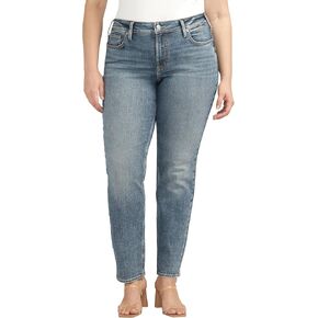 Silver Jeans Co. Women's Plus Size Suki Mid Rise Curvy Fit Straight Leg Jeans