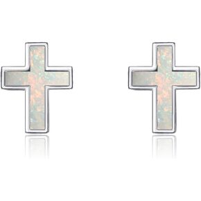 Abalone/Malachite/Onyx/Opal Cross Stud Earring Sterling Silver Small Cross Earrings Cross Jewelry Gift for Women