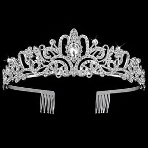 Black Crown for Women Crystal Princess Tiaras Rhinestone Queen Crowns Wedding Bridal Hair Accessories Birthday Prom Pageant Party Coming of Age Ceremony Photo Props (Black2)