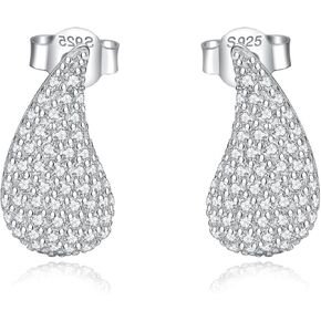 925 Sterling Silver Teardrop Earrings for Women Chunky Hoop Earrings Lightweight Fashion Teardrop Jewelry GIfts