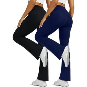 Flare Leggings for Women with Pockets 2pack High Waisted Crossover Flare Leggings Bootcut Yoga Pants