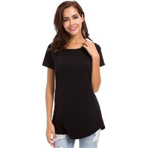 LUSMAY Women's Summer Basic Tunic Tops Short Sleeve Causal T Shirts