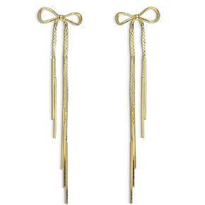 Bow Dangle Drop Tassel Earrings for Women Statement Elegant Long Chain Dangly Ribbon Fringe Waterfall Dangling Wedding Prom Fashion Jewelry Gift