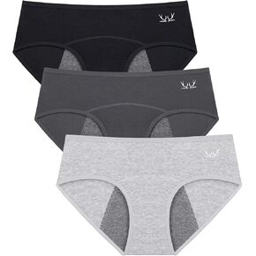 TANSTC Period Underwear for Women Heavy Flow Panties Menstrual Hipster Panty for Female Teens Girls Cotton 3PCS