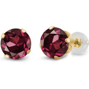 Gem Stone King 14K Yellow Gold 6MM Round Gemstone Birthstone 4-Prong Stud Earrings | Gold Earrings For Women
