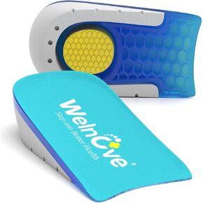 2-Pair Set Heel Lift for Pain Relief - Welnove Shoe Inserts Gel Heel Cushion Cup for Achilles Tendonitis, Plantar Fasciitis, Heel Spur, 0.6" 1" Height Heel Support, Women 9-11.5 & Men 7-9.5 (2 Pair)