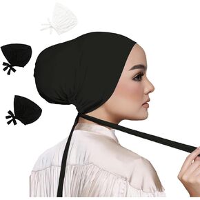 3PCS Under Hijab Head Cap Muslim Under Scarf Hijab Cap Solid Color Women Under Scarf Hat Hijab Cap Stretchy Sleeping Cap