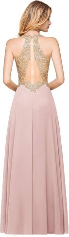 Lace Appliques Chiffon Bridesmaid Dresses Long V Neck A Line Formal Dress Evening Gown for Women in Saudi Arabia