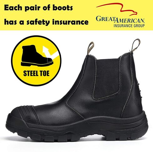 Men's Work Boots Steel Toe Soft Toe Waterproof Slip On Anti-Puncture Slip Resistant Safety Working Boots in Saudi Arabia