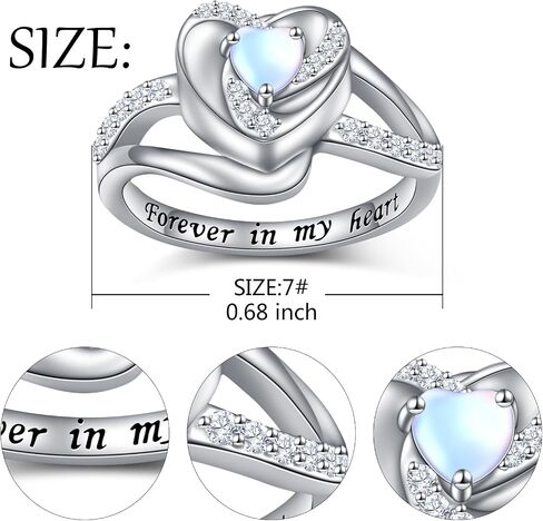 DAOCHONG Heart Urn Ring for Ashes 925 Sterling Silver Heart Shape Hold Loved Ones Ashes Forever In My Heart Keepsake Locket Rings Ash Memorial Keepsake Cremation Jewelry for Women Girls in Kuwait