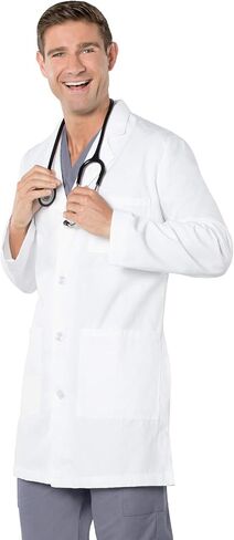 Landau Men's 5-Pocket, Classic Relaxed Fit, 4-Button, Notch Neck, Full-Length Lab Coat 3124 in Saudi Arabia