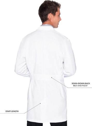 Landau Men's 5-Pocket, Classic Relaxed Fit, 4-Button, Notch Neck, Full-Length Lab Coat 3124 in Saudi Arabia