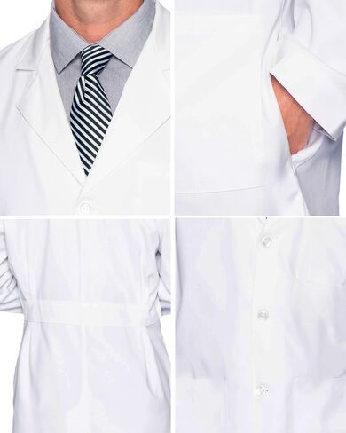 Landau Men's 5-Pocket, Classic Relaxed Fit, 4-Button, Notch Neck, Full-Length Lab Coat 3124 in Saudi Arabia