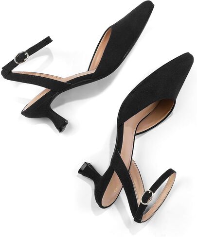 mysoft Women's Pumps Shoes Ankle Strap 2 Inch Kitten Heels Sexy Pointed Toe Wedding Party Dress Sandals in Saudi Arabia