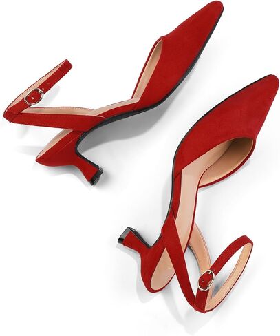 mysoft Women's Pumps Shoes Ankle Strap 2 Inch Kitten Heels Sexy Pointed Toe Wedding Party Dress Sandals in Saudi Arabia