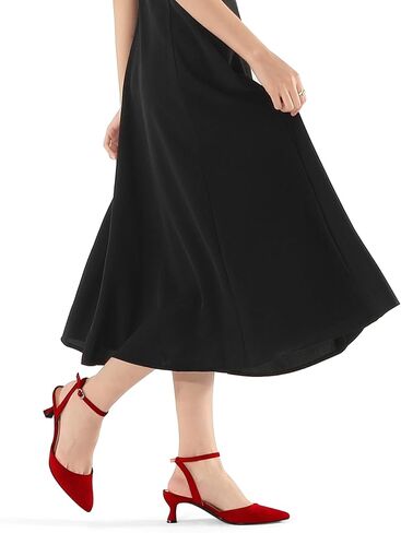 mysoft Women's Pumps Shoes Ankle Strap 2 Inch Kitten Heels Sexy Pointed Toe Wedding Party Dress Sandals in Saudi Arabia